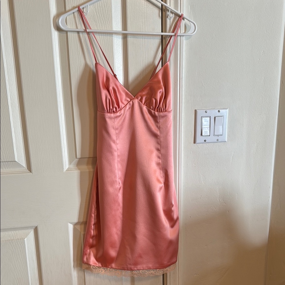 Elegant Pink Satin Slip Dress